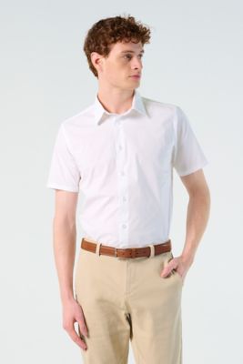Chemise homme en popeline à manches courtes coupe ajustée  Essentials  - Plusieurs tailles disponibles –