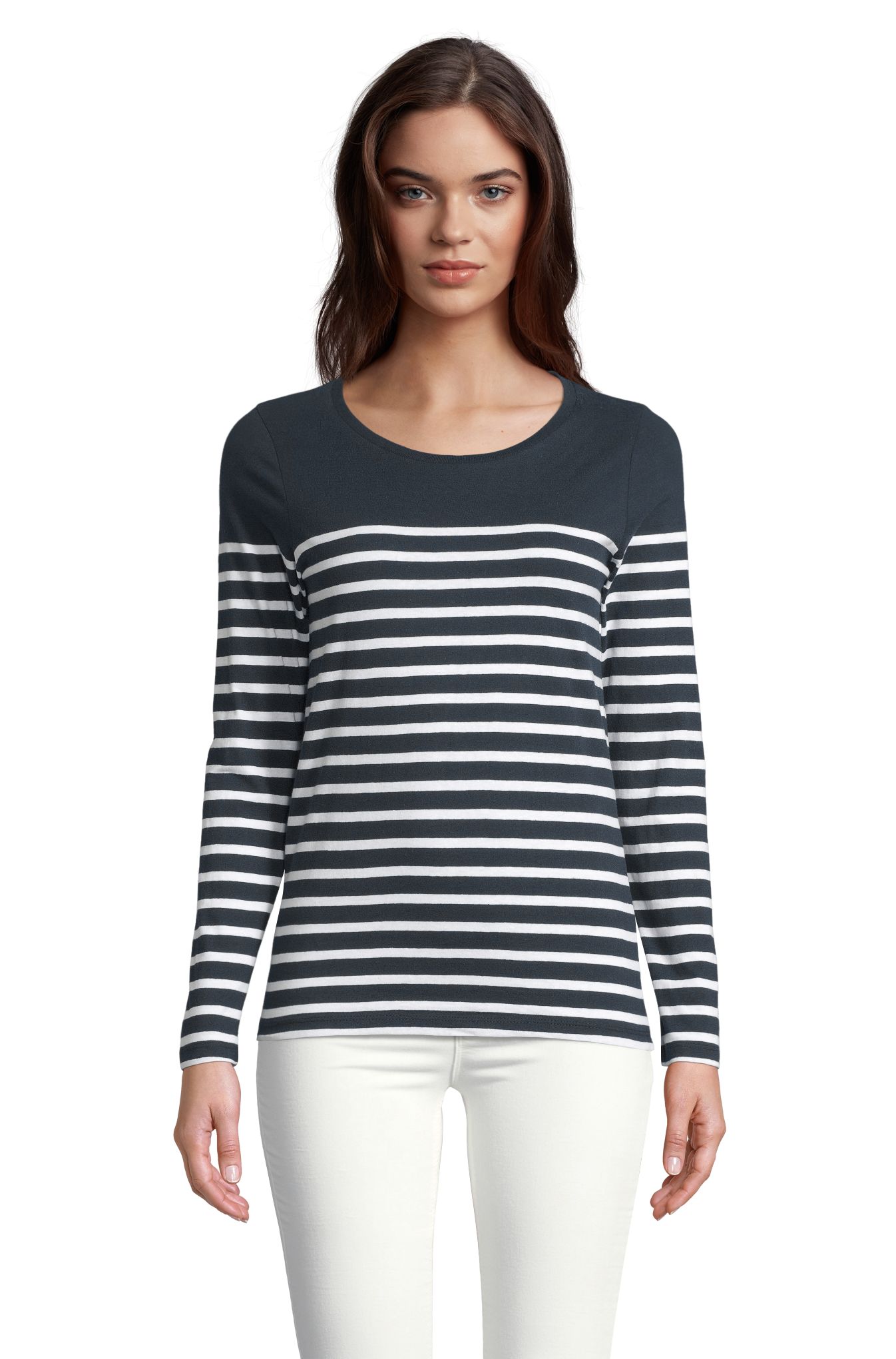 SOL'S MATELOT LSL WOMEN — Azul profundo / Branco Frente